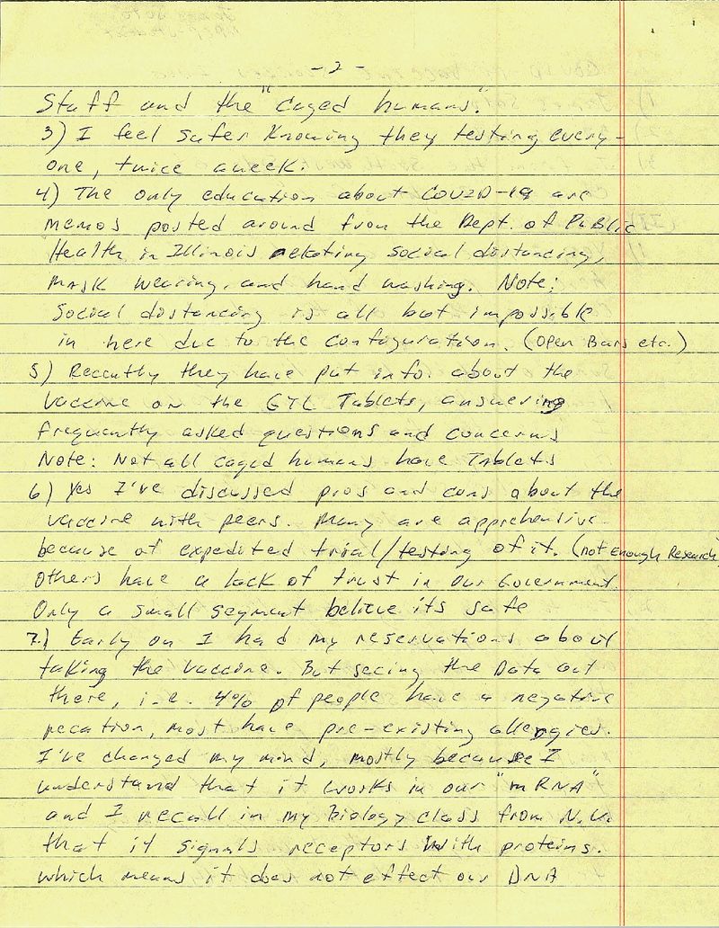 Page of letter written by James Soto