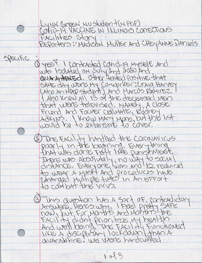 Page of letter written by Lynn Green